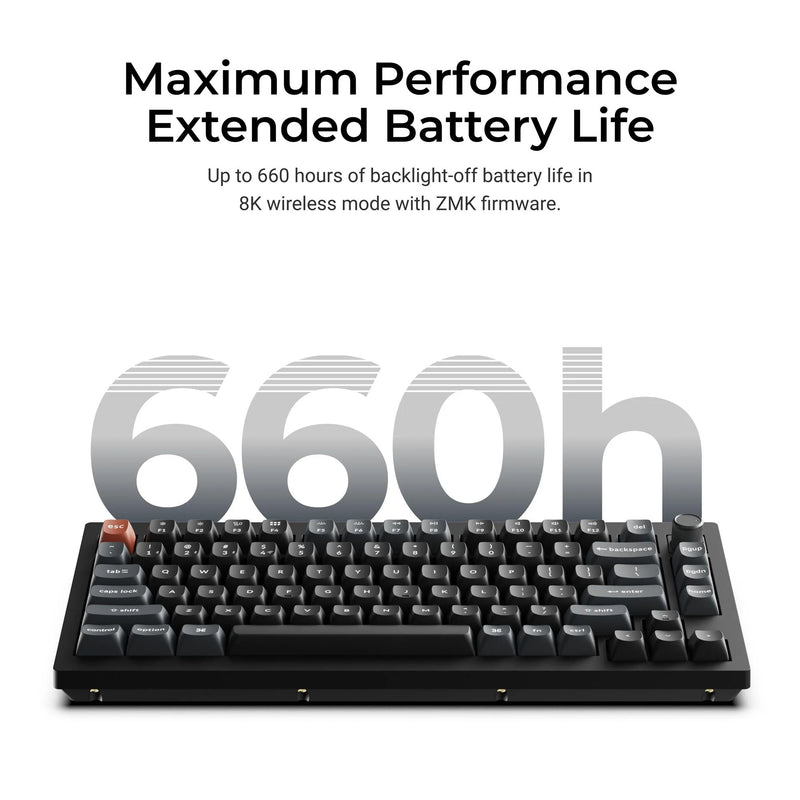 Load image into Gallery viewer, Keychron v1 ultra 8k wireless custom mechanical keyboard (zwart, us lay-out (qwerty), silk pom brown, 75%, rgb, hot swap, 2.4 ghz | bluetooth 5.3 | usb-c)
