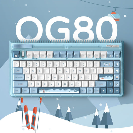 Iqunix og80 wintertide wireless mechanical keyboard (lichtblauw, us lay-out (qwerty), iqunix moonstone, 80% (tkl), rgb leds, hot-swappable, pbt, 2.4ghz | bluetooth 5.1 | usb-c)