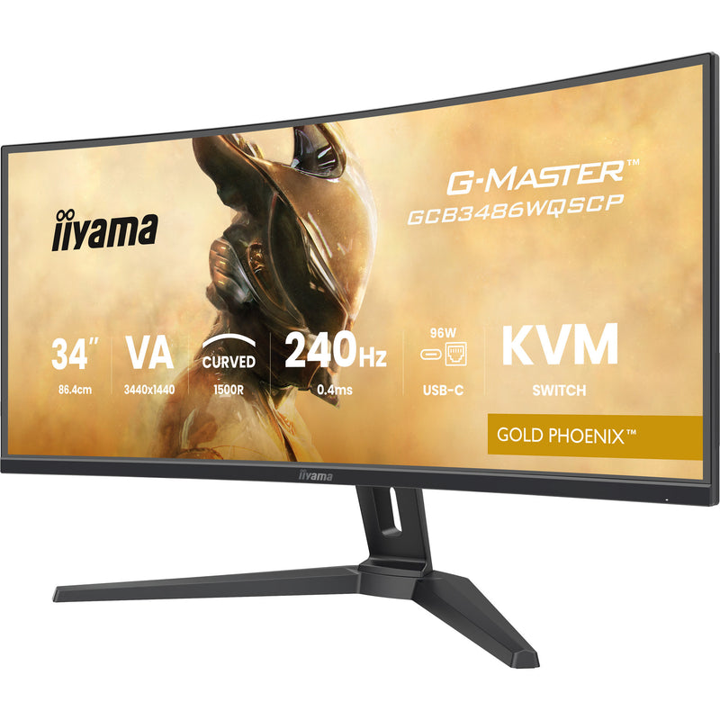 Load image into Gallery viewer, Iiyama g-master gold phoenix gcb3486wqscp-b1 34 curved ultrawide gaming monitor (zwart, 2x hdmi, displayport, 2x usb-a, 2x usb-c, rj-45, 240 hz)
