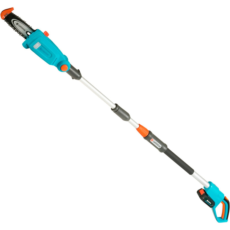 Load image into Gallery viewer, Gardena accu telescopische snoeizaag tcs 20 18 p4a set stoksnoeizaag (turquoise grijs, 14770-20, accu inbegrepen)
