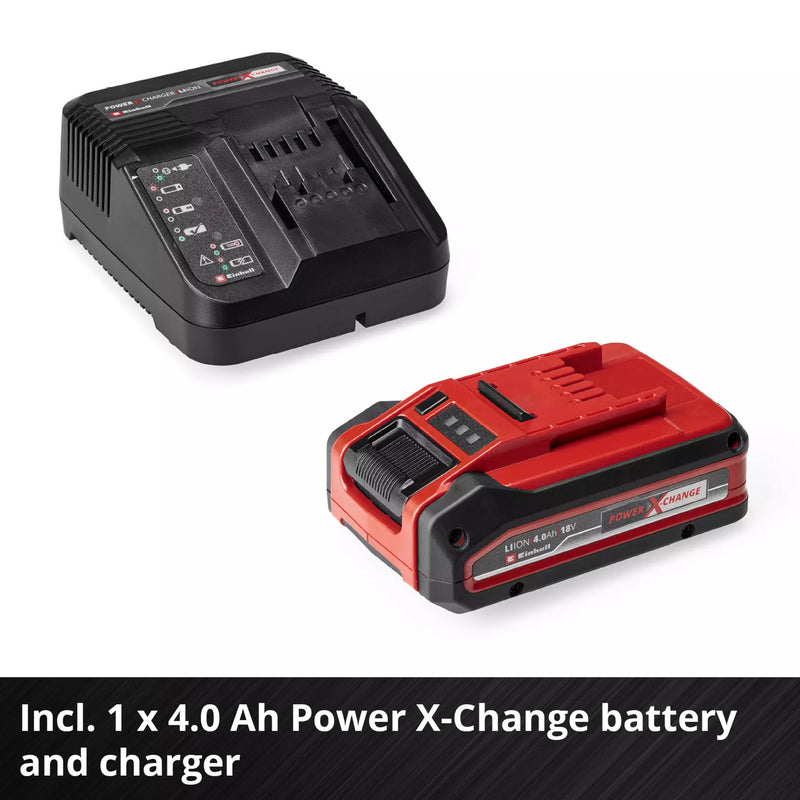 Load image into Gallery viewer, Einhell accu haakse sliijper te-ag 18 125-2 li (1x4,0 ah) haakse slijper (rood zwart, incl. 4.0 ah power x-change accu en oplader)
