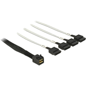 Delock mini sas hd sff-8643 > 4x sata 7-pin kabel (zwart, 0,5 meter)