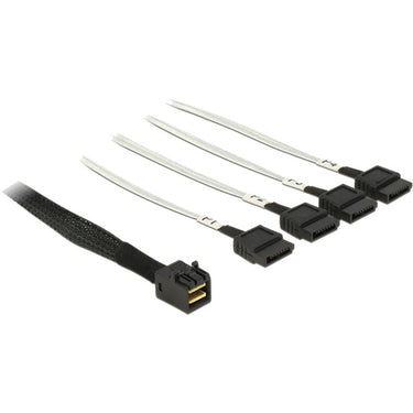 Delock mini sas hd sff-8643 > 4x sata 7-pin kabel (zwart, 0,5 meter)