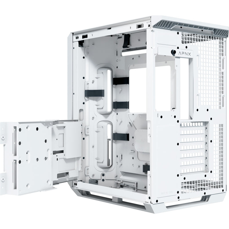 Load image into Gallery viewer, Apnx v1-w-wt-v1 midi tower behuizing (wit houtkleur | 2x usb-a | 1x usb-c | window)
