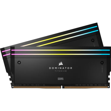 Corsair dominator titanium rgb 64 gb ddr5-6400 (2x 32 gb) werkgeheugen (zwart, cmp64gx5m2b6400c32, xmp 3.0)