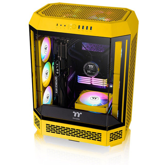 Load image into Gallery viewer, Thermaltake ct120 ex reverse argb sync pc cooling fan bumblebee (3-fan pack) case fans (geel, 3 stuks, 120 x 120 x 25 mm, pwm)
