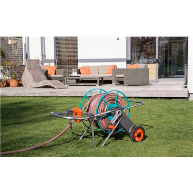 Load image into Gallery viewer, Gardena metalen slangenwagen 100 (grijs turquoise, 2674-20)
