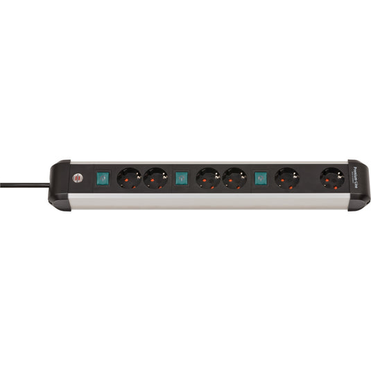 Brennenstuhl premium-alu-line stekkerdoos 6-voudig schakel stekkerdoos (3x 2-voudig schakelbaar)