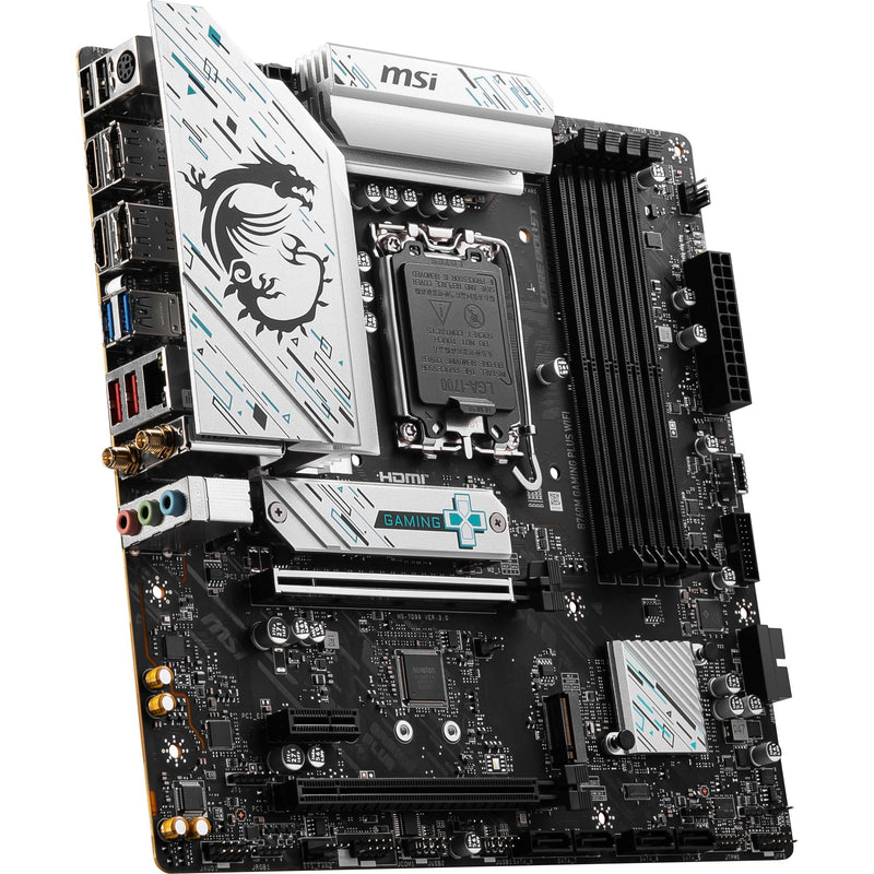 Load image into Gallery viewer, Msi b760m gaming plus wifi socket 1700 moederbord (zwart zilver, raid, 2.5 gb-lan, wi-fi 6e, bt, sound, µatx)
