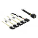 Delock mini sas hd sff-8643 naar 4x 7-pin sata (male) reverse + sideband kabel (zwart, 0,5 meter)