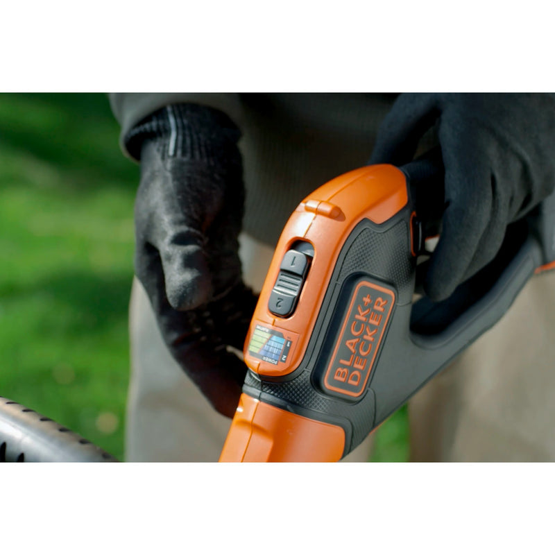 Load image into Gallery viewer, Black+decker 18v trimmer met 2 messen en accu grastrimmer (zwart oranje, 25 cm, accu inbegrepen)
