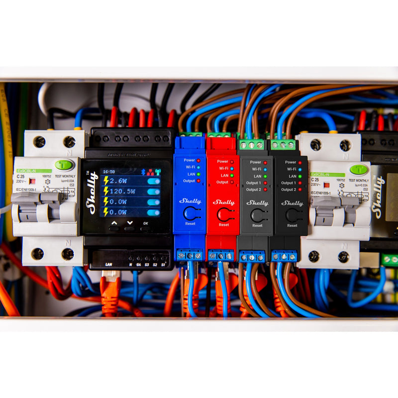 Load image into Gallery viewer, Shelly pro 4pm relais (4-kanaals, wifi, lan, bluetooth)
