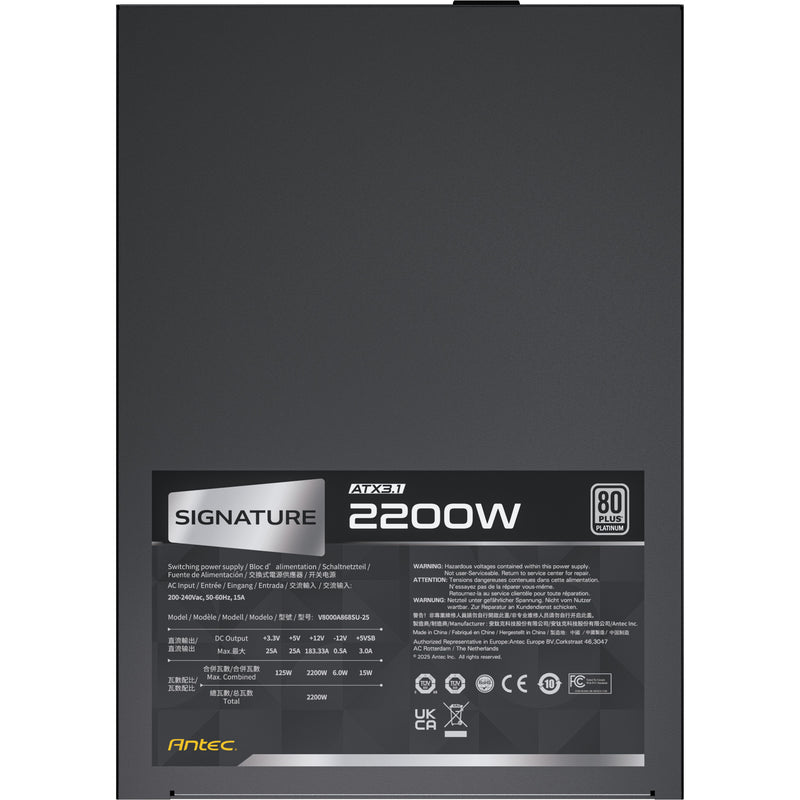 Load image into Gallery viewer, Antec signature 2200 platinum atx3.1 modulaire 2200 watt voeding (zwart, 2x 12v-2x6, 6x pcie)
