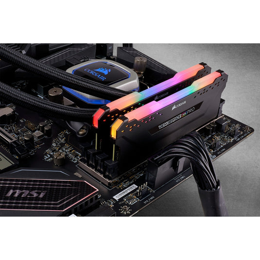Corsair vengeance rgb pro 32 gb ddr4-3200 (2x 16 gb) werkgeheugen (zwart, cmw32gx4m2e3200c16, xmp 2.0)