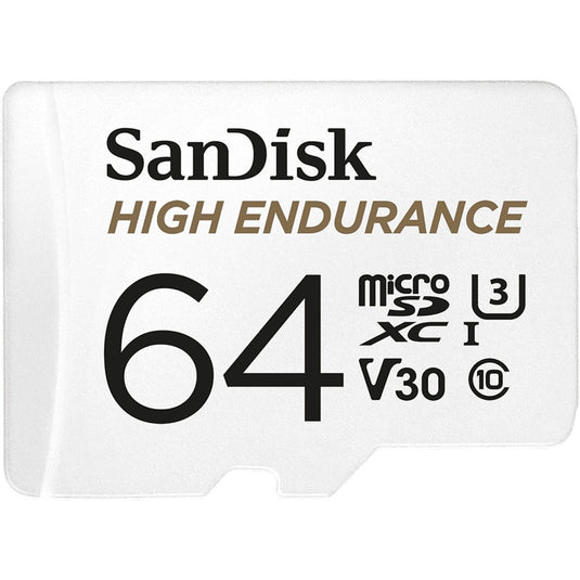Sandisk high endurance microsdxc 64 gb geheugenkaart (wit, class 10, v30, u3, incl. adapter)