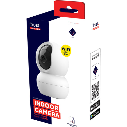 Trust ipcam-2800 360° beveiligingscamera (wit, 2.4 of 5ghz wifi)