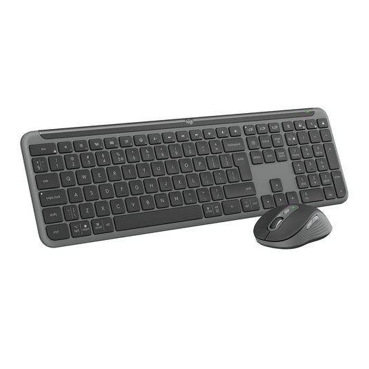 Logitech mk950 signature slim draadloze desktopset (grafiet, us-international lay-out (qwerty), 400 - 4000 dpi)