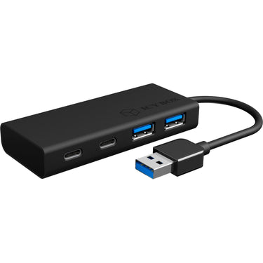 Icy box ib-hub1426-u3 usb-hub (zwart, 2x usb-a 3.2 (5 gbit s), 2x usb-c 3.2 (5 gbit s))
