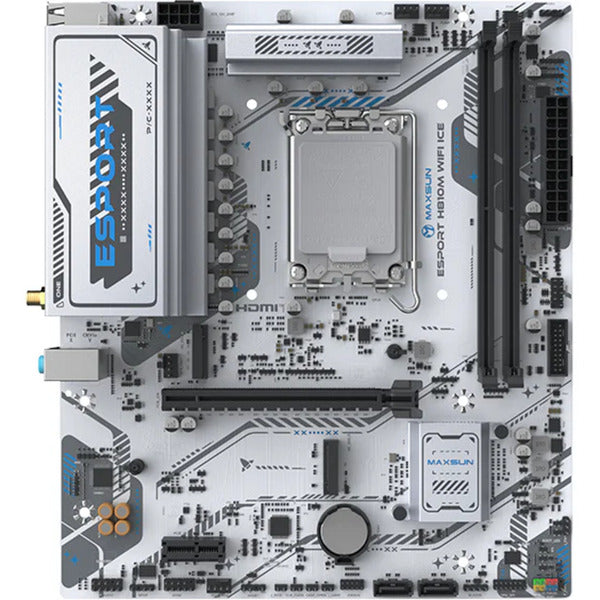 Cargue la imagen en el visor de la galería, Maxsun ms-esport h810m wifi ice socket 1851 moederbord (wit, 2.5 gb-lan, wlan, bt, sound, µatx)
