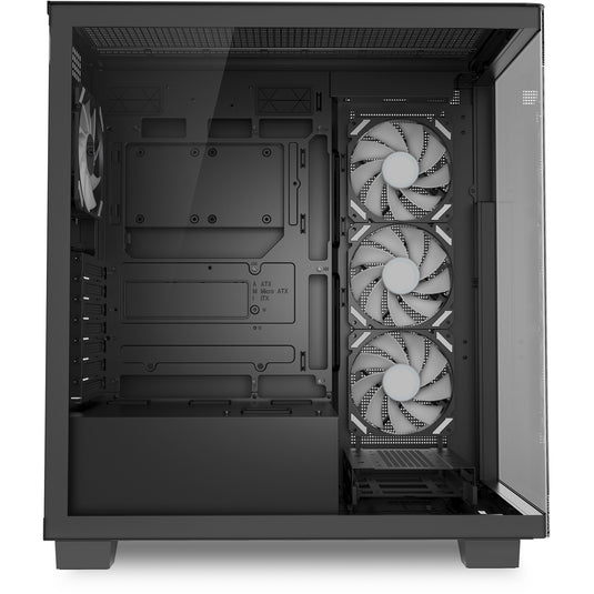 Sharkoon elite shark ca500 midi tower behuizing (zwart | 2x usb-a | 1x usb-c | rgb | tempered glass)