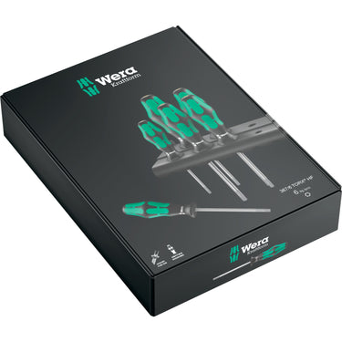 Wera 367 6 torx hf-schroevendraaierset kraftform plus + rek (zwart groen, 6‑delig)