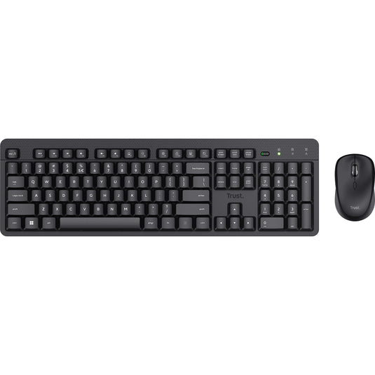 Trust ody ii stille draadloze toetsenbord- en muisset desktopset (zwart, us lay-out (qwerty), membraan, 100%, 800 dpi - 1.600 dpi)