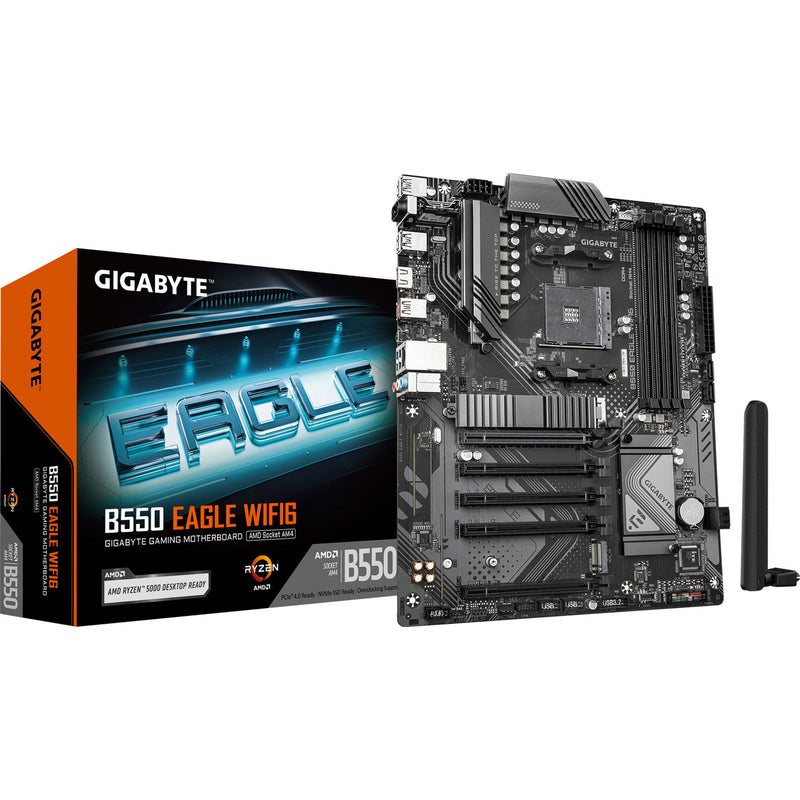 Afbeelding laden in galerijviewer, Gigabyte b550 eagle wifi6 socket am4 moederbord (zwart grijs, raid, gb-lan, wi-fi 6, bt, sound, atx)
