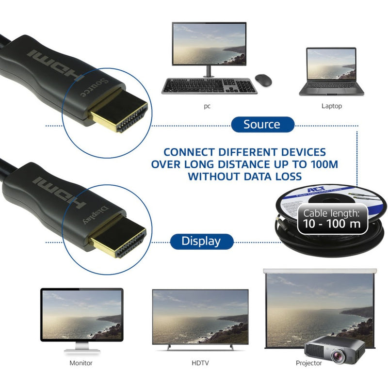 Afbeelding laden in galerijviewer, Act connectivity hdmi premium 4k active optical cable v2.0 hdmi-a male - hdmi-a male, 20 meter kabel (zwart)
