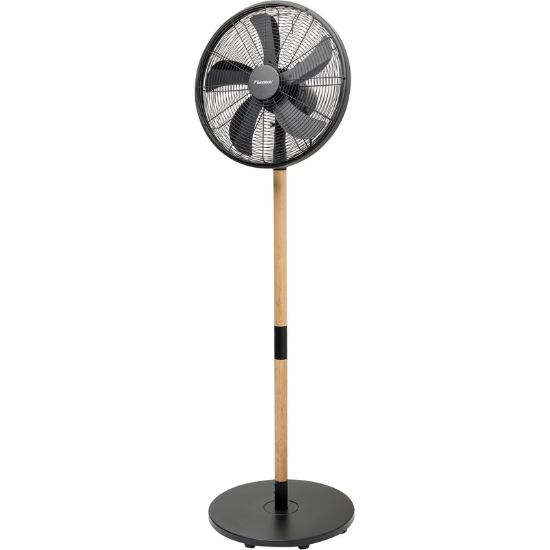 Load image into Gallery viewer, Bestron dfs45wb design statiefventilator (zwart houtkleur, ø 45 cm | stijlvol hout desgin)
