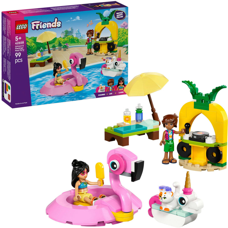 Load image into Gallery viewer, Lego friends - zwembadfeestje met flamingo en eenhoorn constructiespeelgoed (42658)
