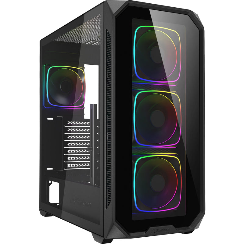 Load image into Gallery viewer, Sharkoon ak5g rgb midi tower behuizing (zwart | 2x usb-a | 1x usb-c | rgb | tempered glass)
