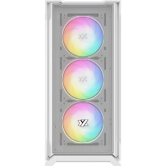 Xyz pc gear airone 300-x mesh midi tower behuizing (wit | 1x usb-a | 1x usb-c | tempered glass)