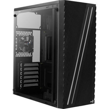 Aerocool streak midi tower behuizing (zwart | 3x usb-a | rgb | window)