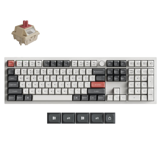Keychron q6 ultra-p1 8k wireless custom mechanical keyboard (wit, us lay-out (qwerty), silk pom red, 100%, rgb, hot swap, 8k, 2.4 ghz bluetooth 5.2 usb-c)