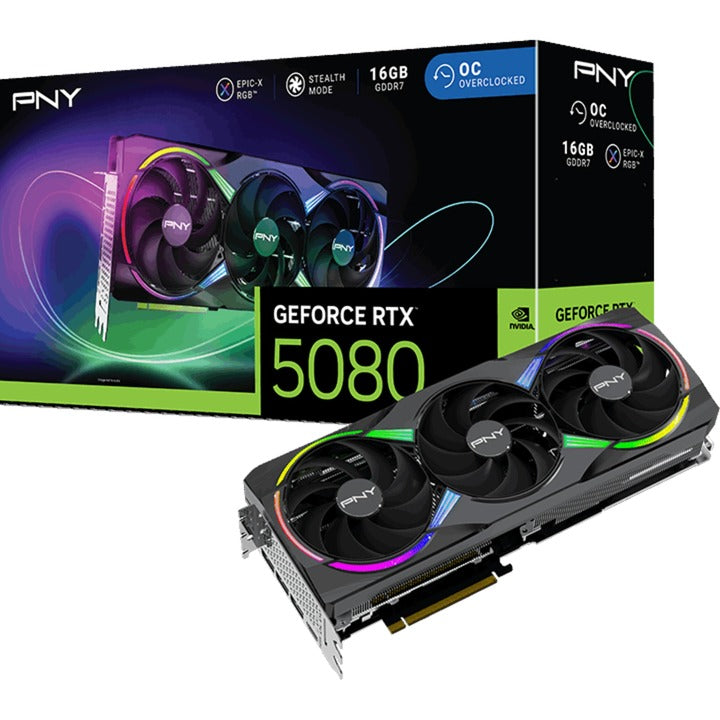 Load image into Gallery viewer, Pny geforce rtx 5080 argb oc grafische kaart (dlss 4, 3x displayport, 1x hdmi 2.1)
