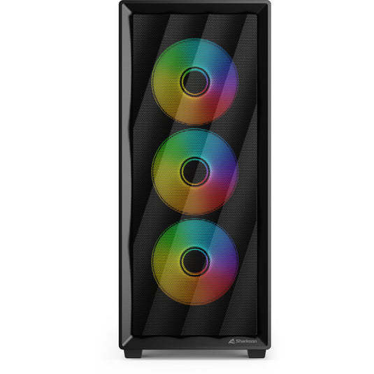 Sharkoon vk4 argb midi tower behuizing (zwart | 2x usb-a | rgb | tempered glass)