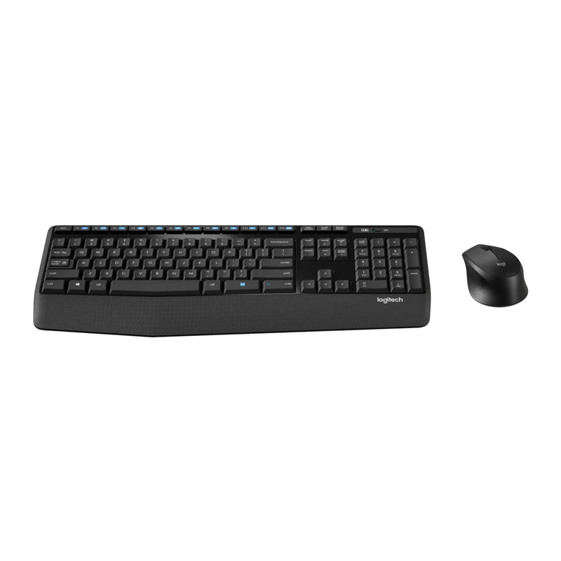 Afbeelding laden in galerijviewer, Logitech mk345 comfort wireless keyboard and mouse combo desktopset (zwart, us-international lay-out (qwerty), 100%)
