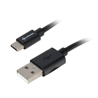 Sharkoon usb-a 2.0 - usb-c kabel (zwart, 0,5 meter )