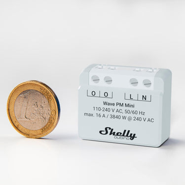 Shelly qubino wave pm mini relais (lichtgrijs wit, 1-kanaals, z-wave)