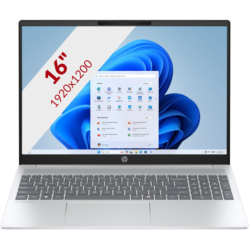 Load image into Gallery viewer, Hp omnibook 5 16-af1070nd (bq2w5ea) 16 laptop (zilver | ultra 7 255u | intel graphics | 16 gb | 512 gb ssd)
