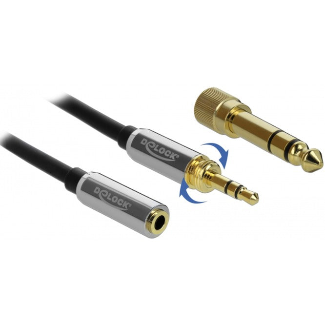 Chargez l'image dans la visionneuse de la galerie, Delock stereo jack 3,5 mm 3-pin male > female verlengkabel (zwart, 2 meter)
