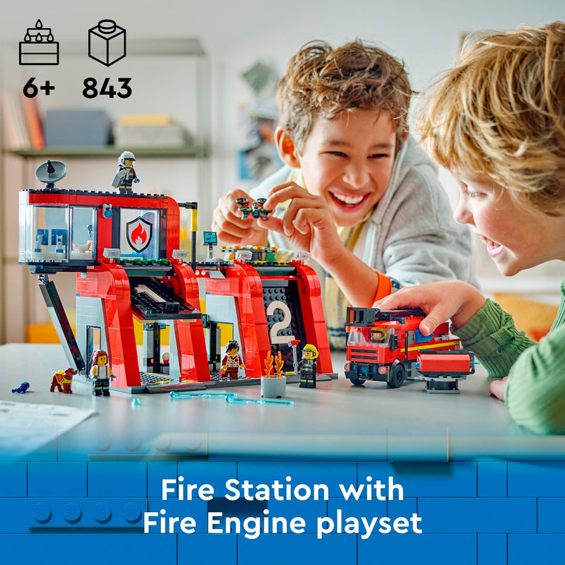 Afbeelding laden in galerijviewer, Lego city - brandweerkazerne en brandweerauto constructiespeelgoed (60414)

