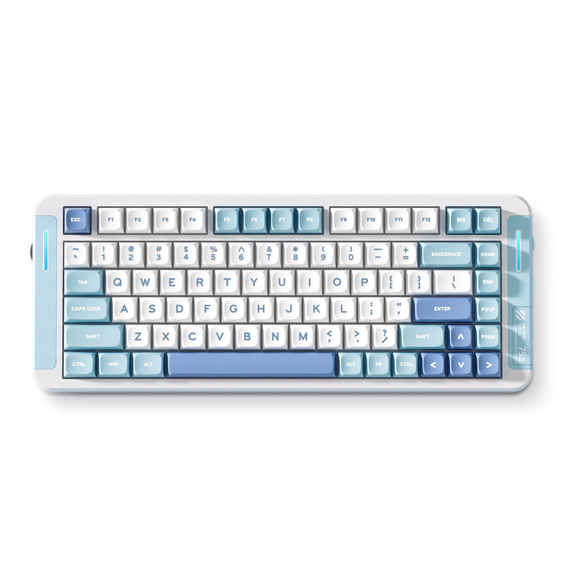 Cargue la imagen en el visor de la galería, Mchose x75 v2 blue icy creamsicle custom mechanical keyboard (wit, us lay-out (qwerty), kailh box icy creamsicle, 75%, rgb, hot swap, double-shot pbt, draadloos | bluetooth | usb-c)
