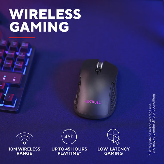 Trust gxt 931 ybar draadloze gamingmuis (zwart, 200 - 7.200 dpi, 2.4ghz bluetooth usb)