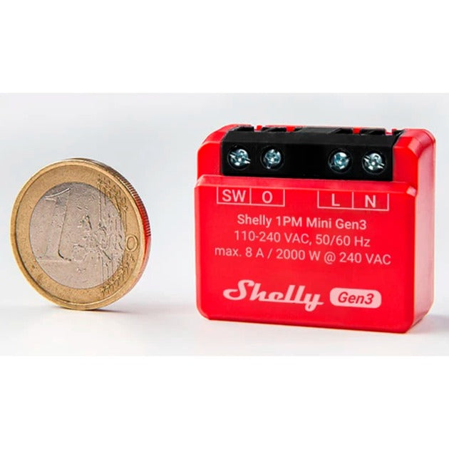 Load image into Gallery viewer, Shelly plus 1pm mini gen3 relais (rood zwart, wifi)
