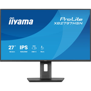 Iiyama prolite xb2797hsn-b1 27 monitor (zwart, 100 hz, hdmi, displayport, usb-c, lan, audio)