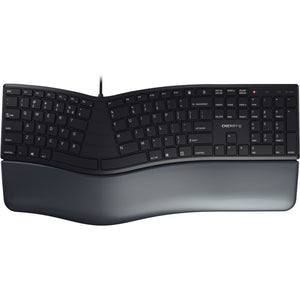 Cherry kc 4500 ergo toetsenbord (zwart, eu lay-out (qwerty), 100%)