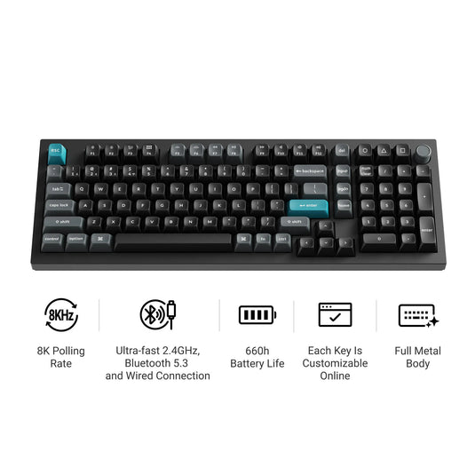 Keychron q5 ultra-m3 8k wireless custom mechanical keyboard (zwart, us lay-out (qwerty), silk pom red, 96%, rgb, hot swap, 8k, 2.4 ghz | bluetooth 5.2 | usb-c)