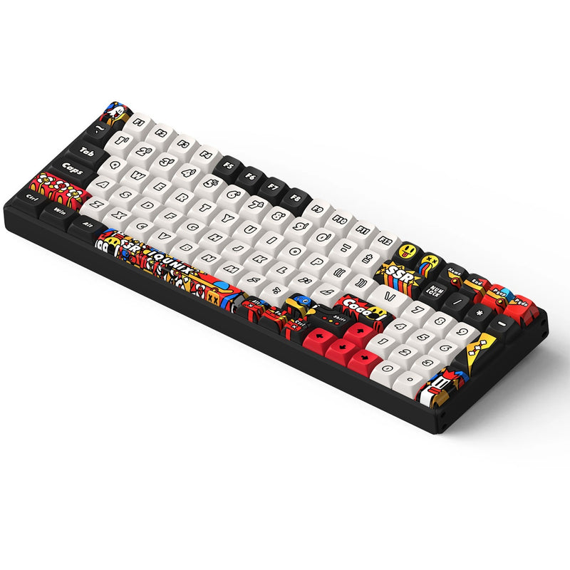 Load image into Gallery viewer, Iqunix f97 graffiti diary wireless mechanical keyboard (zwart, us lay-out (qwerty), cherry mx brown, 96%, rgb leds, hot-swappable, pbt, 2.4ghz | bluetooth 5.1 | usb-c)
