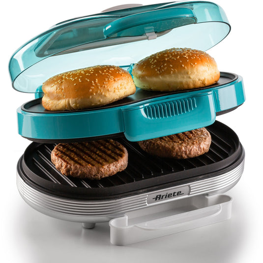 Ariete party time hamburger maker 0205 01 elektrische bakplaat (lichtblauw wit)